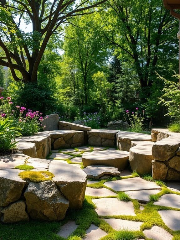 outdoor stone seating area