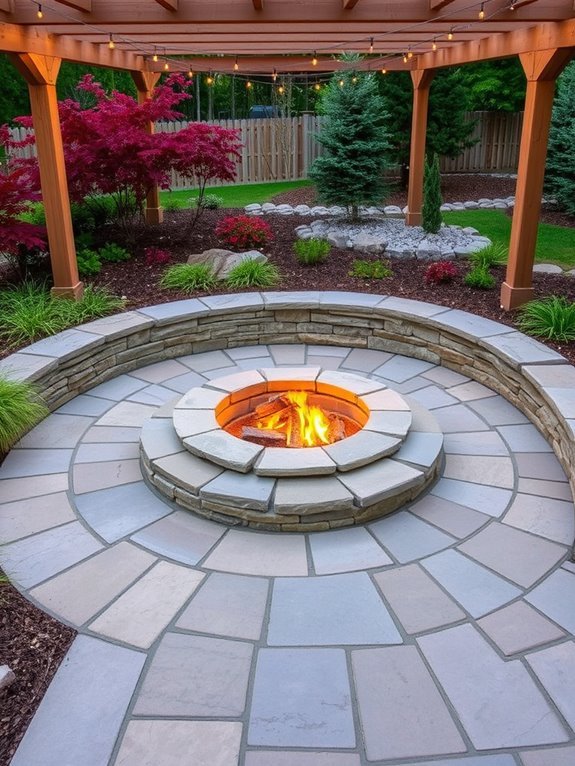 outdoor stone seating space