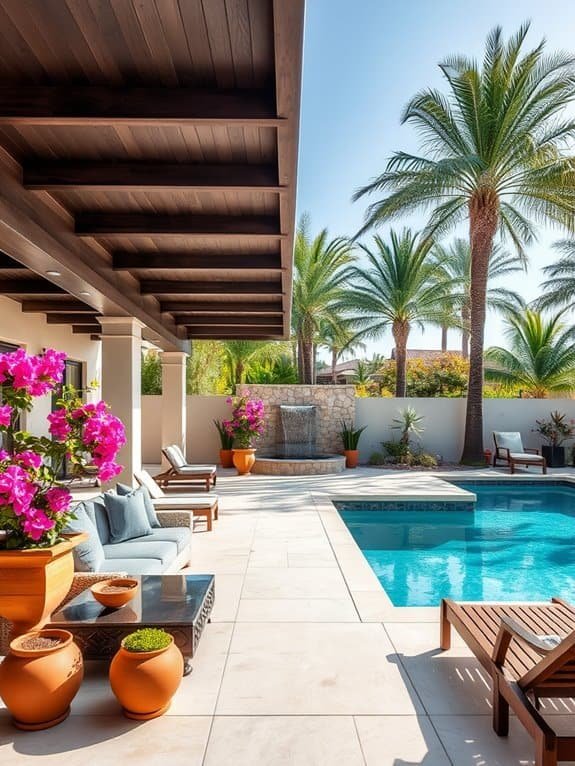 patio next to pool