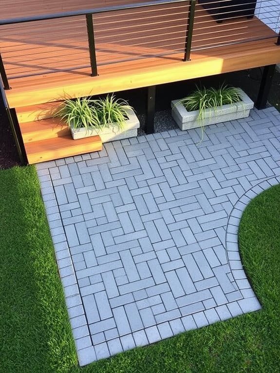 paved elevated outdoor deck