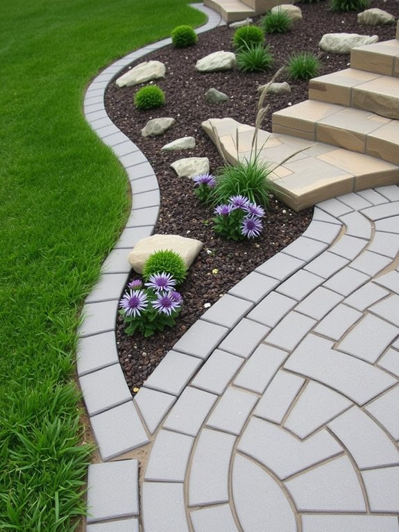 paver edged garden borders design