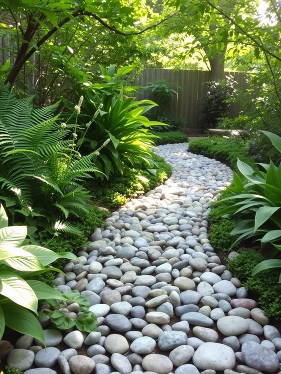 pebble filled walking trails