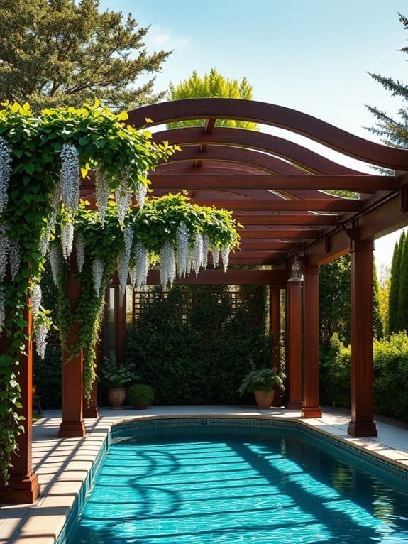 pergola above water features