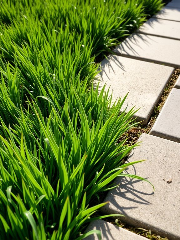 plant grass between pavers