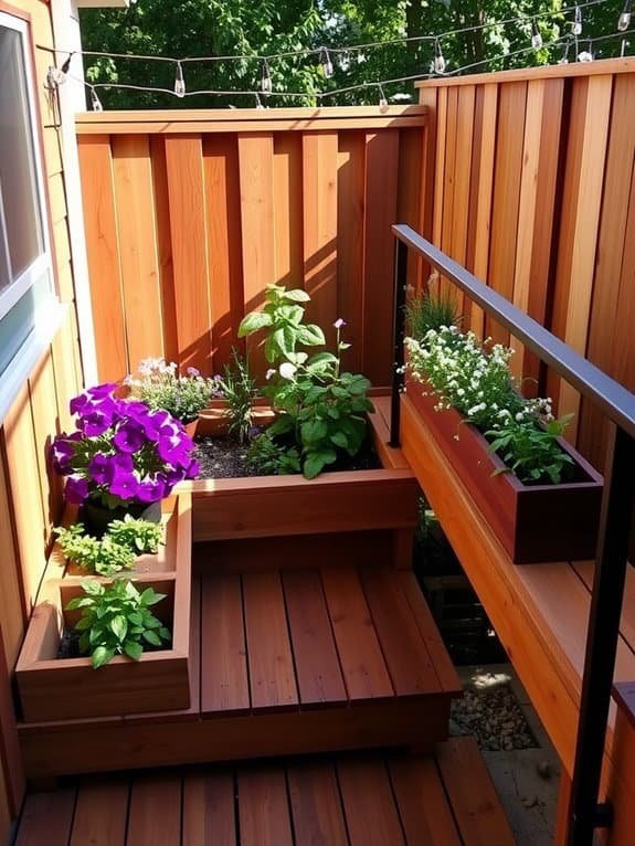 planters integrated into deck
