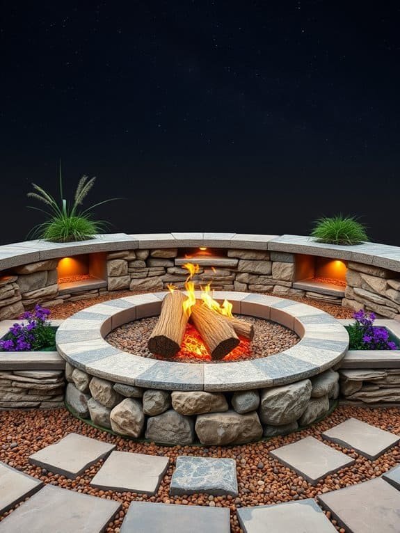 planters integrated with firepit