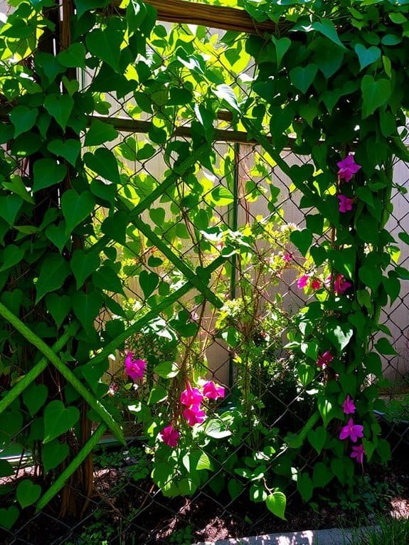 plants climbing chain link