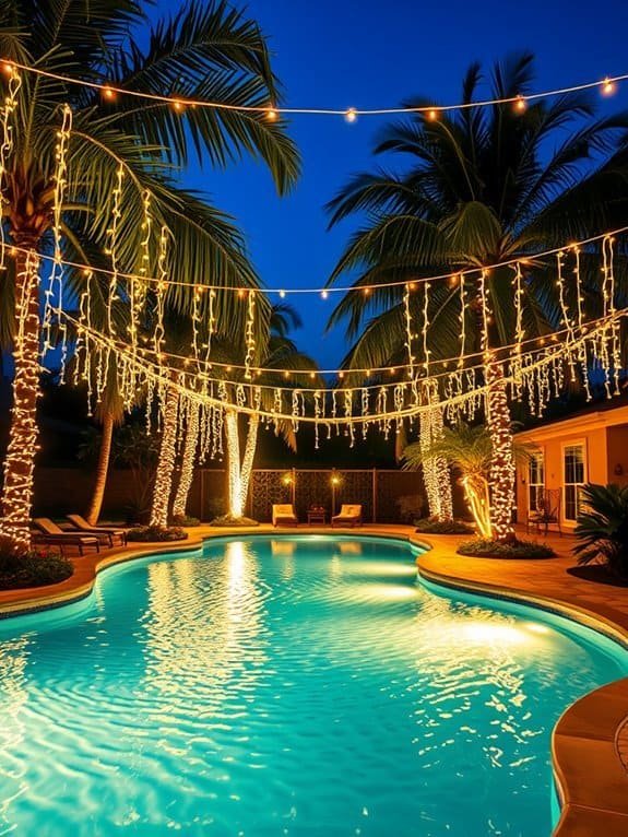 radiant lights by pool