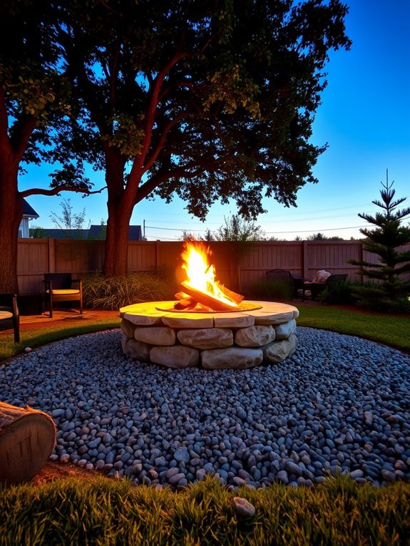 raised stone fire pit