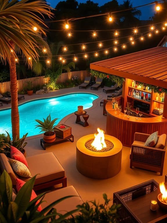 relaxing drinks by poolside