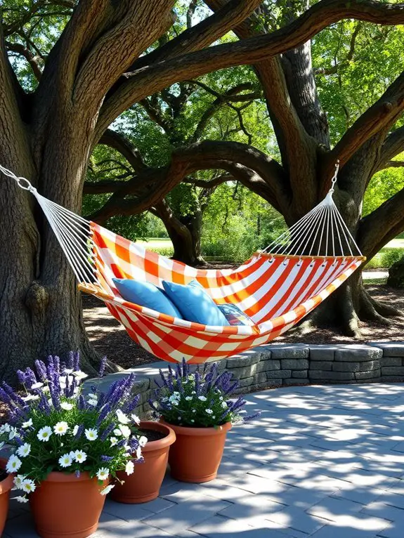relaxing in a hammock