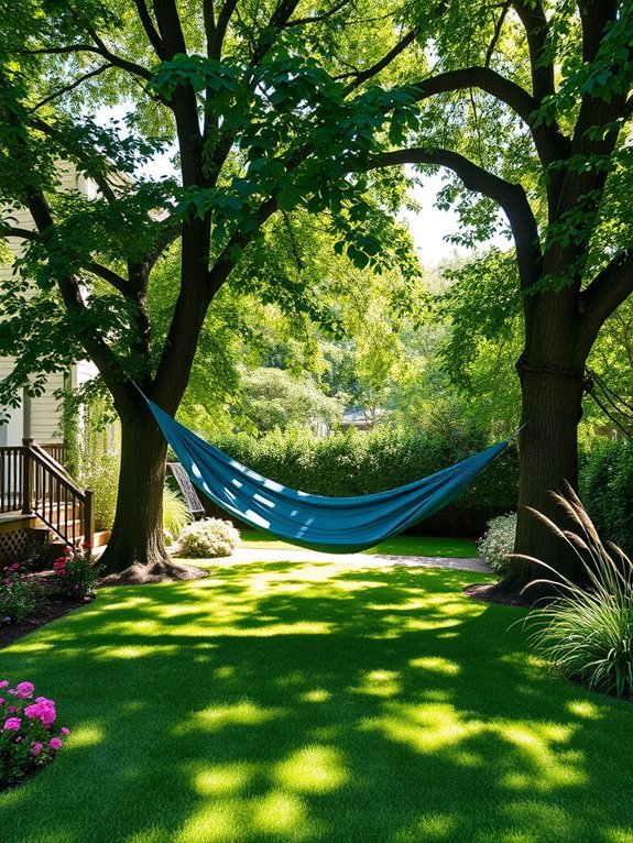 relaxing outdoor hanging beds