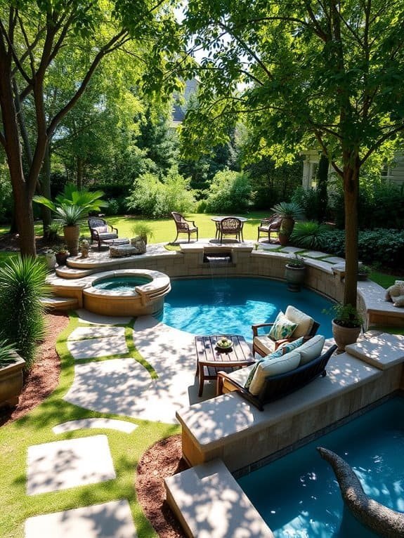 relaxing seating by pool