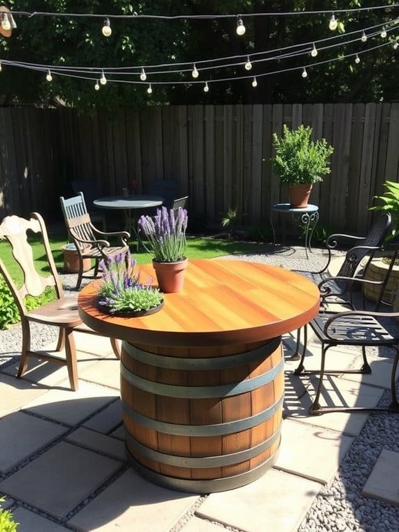 repurposed barrel coffee table