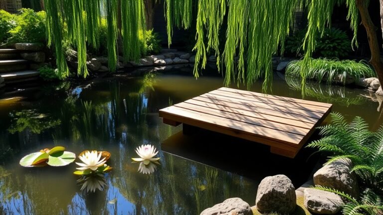 rustic backyard pond docks