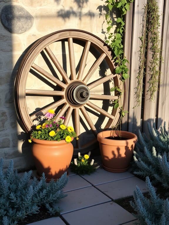 rustic wooden wagon wheel