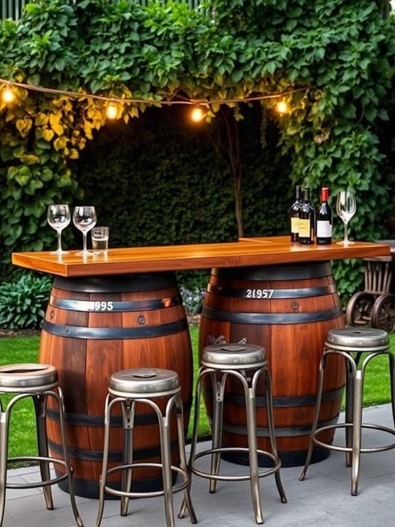 rustic wooden wine bar