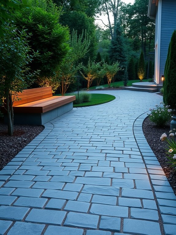 seating integrated into driveway