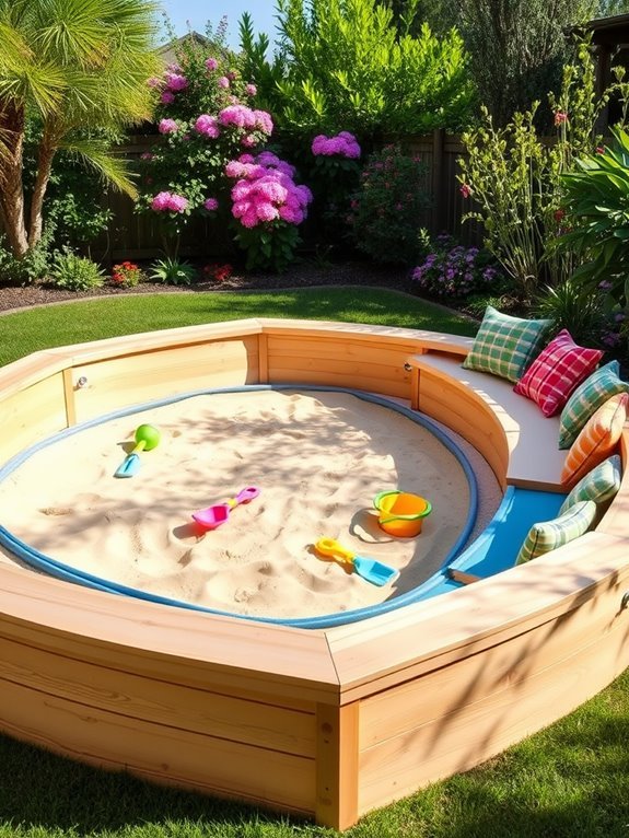 seating integrated into sandbox