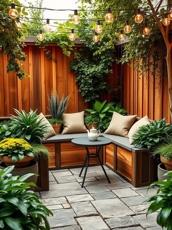 seating integrated with planters