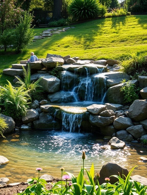 serene cascading water feature