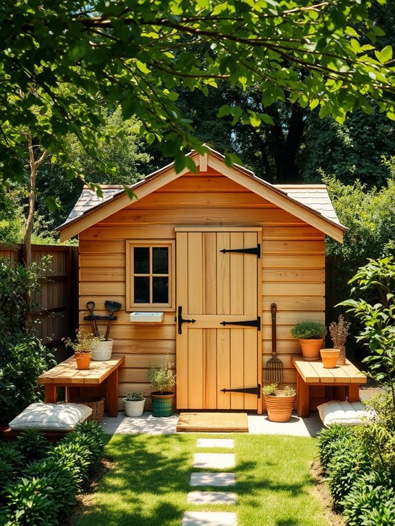 shed featuring integrated seating