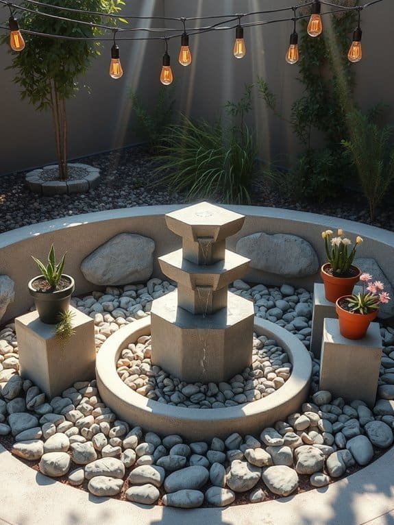 small concrete water features