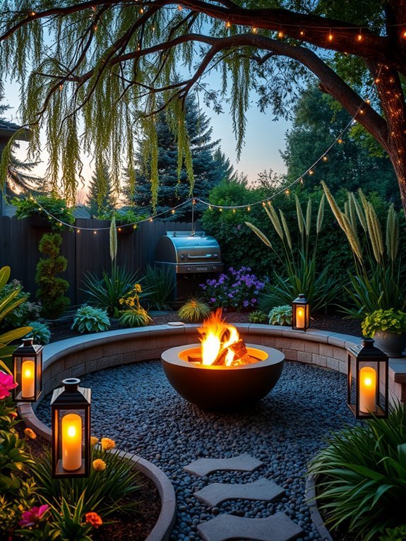 solar powered fire pit illumination