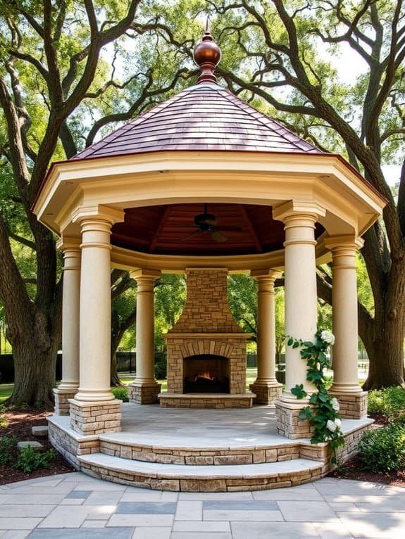 stone featured pavilion structure