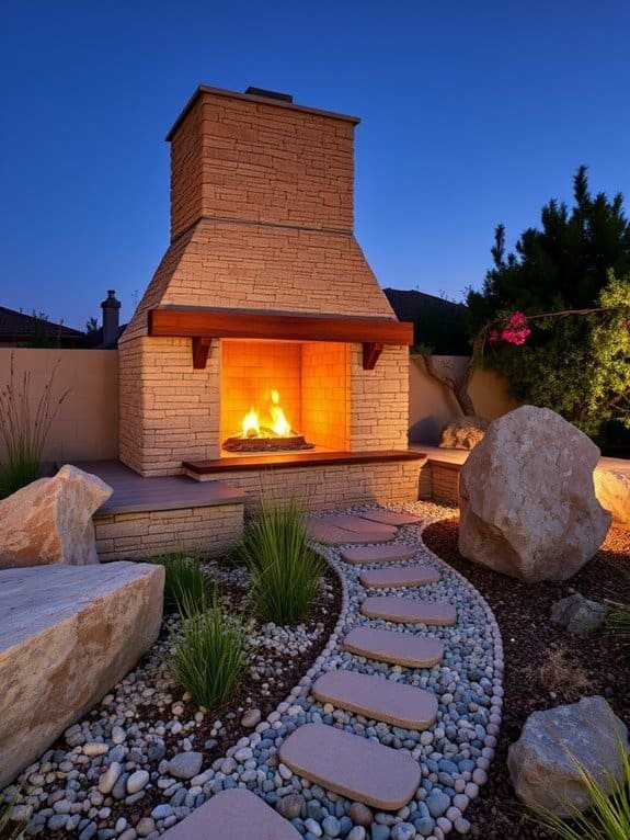 stone outdoor fireplace design