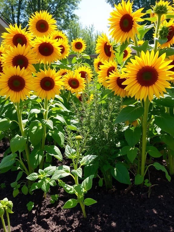 sunflowers enhance herb growth