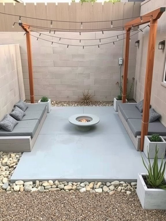 sunken concrete seating area