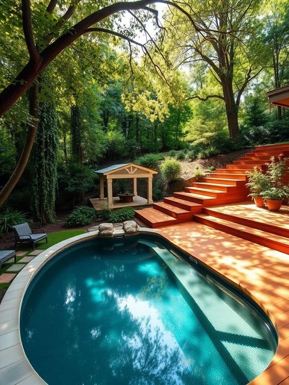sunken pool with decking