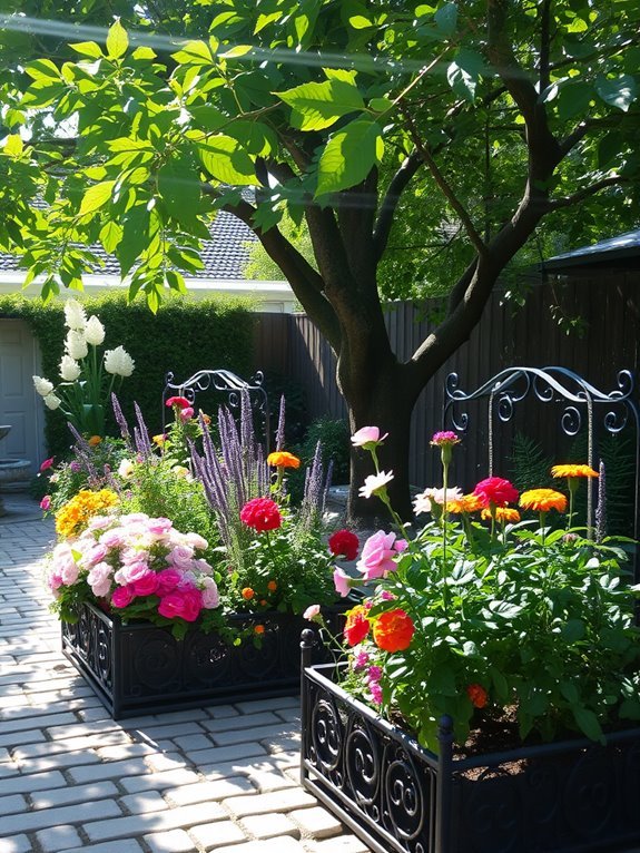 surrounded garden flower beds