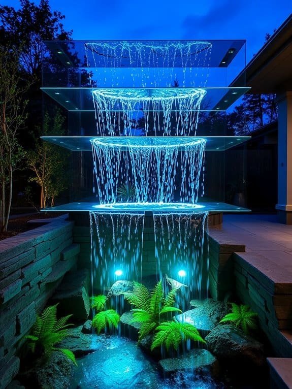 suspended cascading water illusion