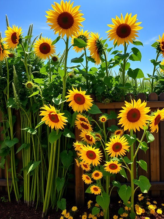 tall blooming sunflower display