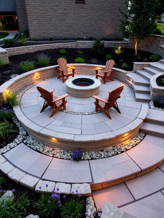 tiered outdoor fire space