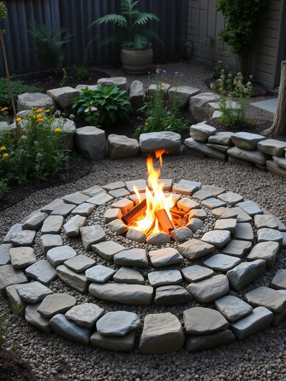 tiered stone outdoor fireplace