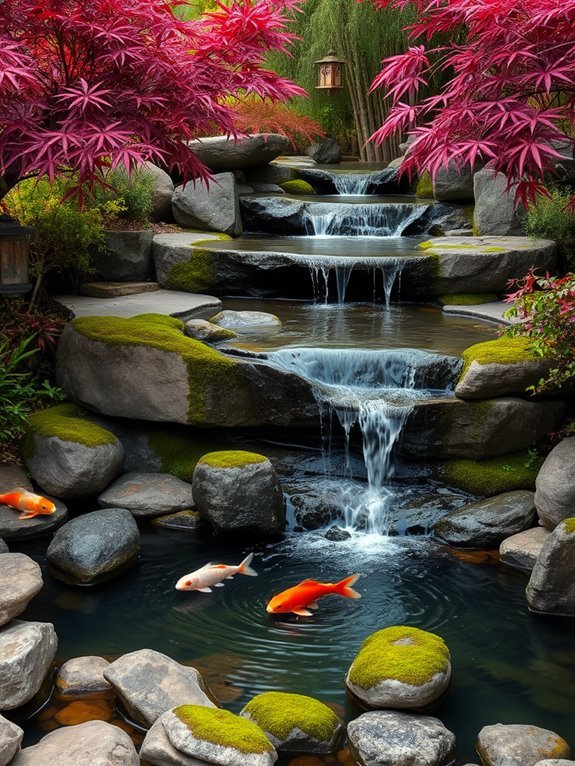 tranquil cascading water feature