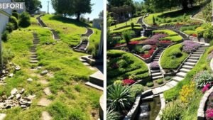 18 Sloped Backyard Ideas With Before and After Transformations - Lush