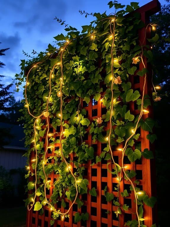 trellis adorned with lights