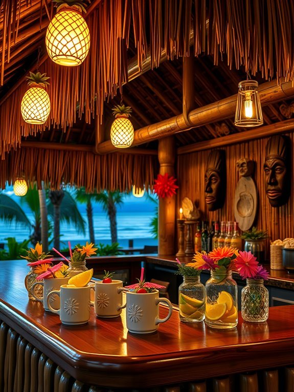 tropical drinks and snacks