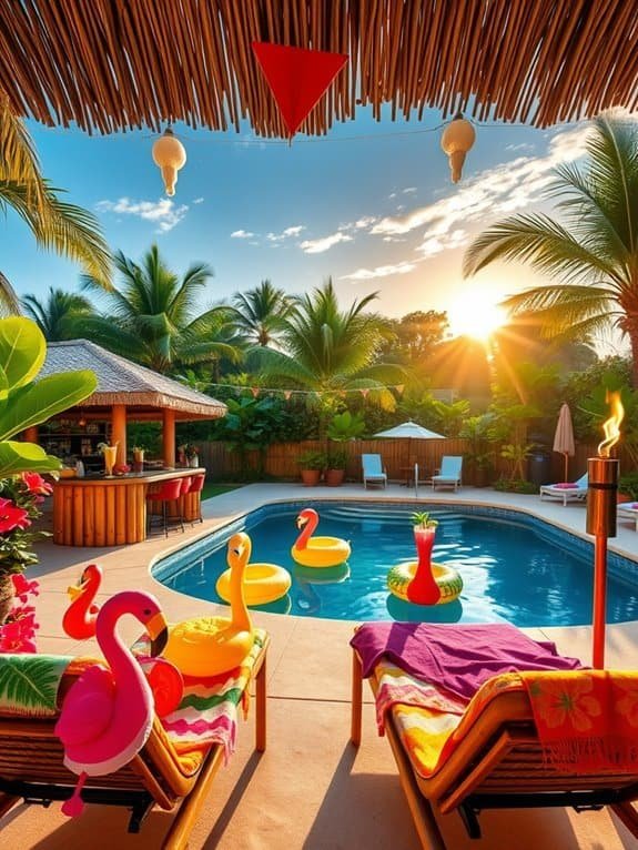 tropical drinks by pool