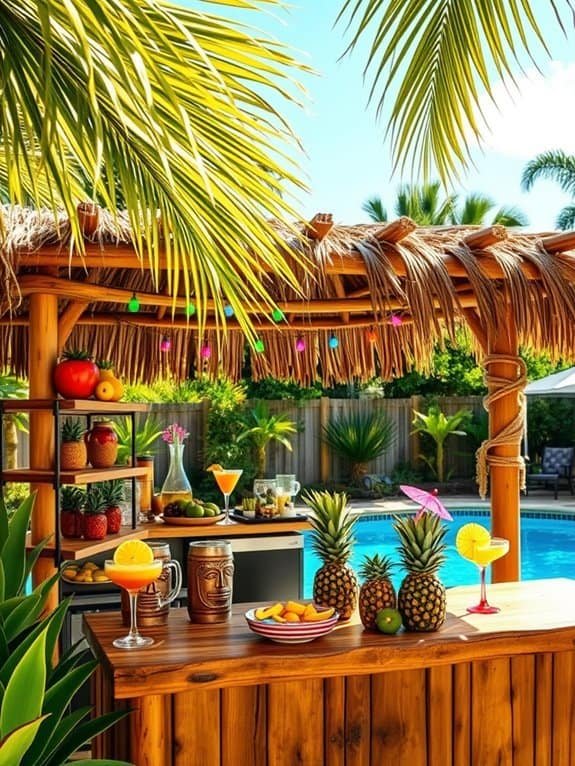 tropical drinks by poolside