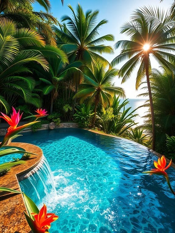 tropical oasis with swimming pool