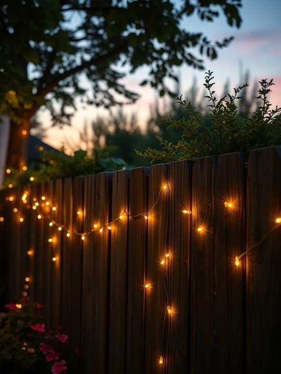 twinkling lights on fences