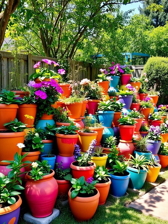 vibrant clay plant containers