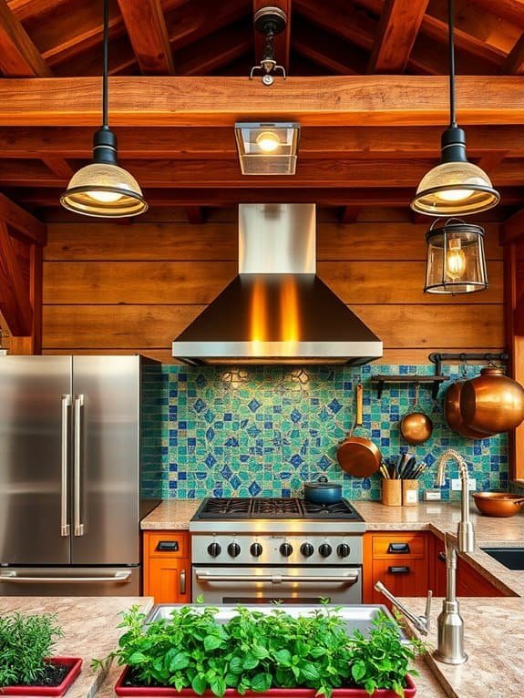 vibrant tiled kitchen design