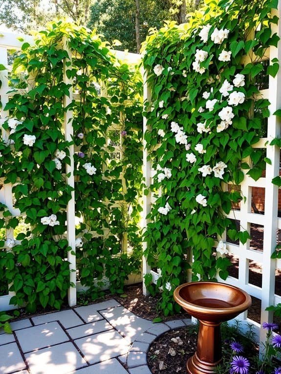 vines climbing lattice panels