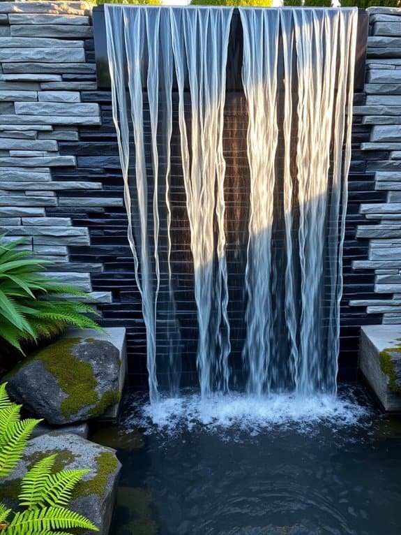 water cascading in curtains